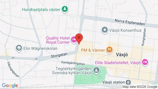 Kontorslokaler att hyra i Växjö - kort over placeringen