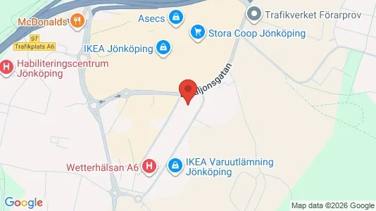 Affärslokaler att hyra i Jönköping - kort over placeringen