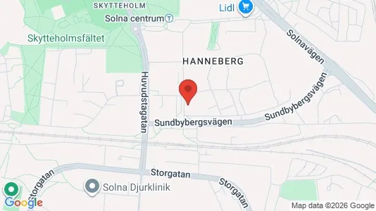 Kontorslokaler att hyra i Solna - kort over placeringen