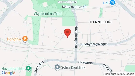 Kontorslokaler att hyra i Solna - kort over placeringen