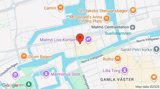 Kontorslokaler att hyra i Malmö Centrum - kort over placeringen