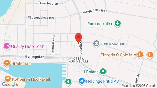 Affärslokaler att hyra i Hudiksvall - kort over placeringen