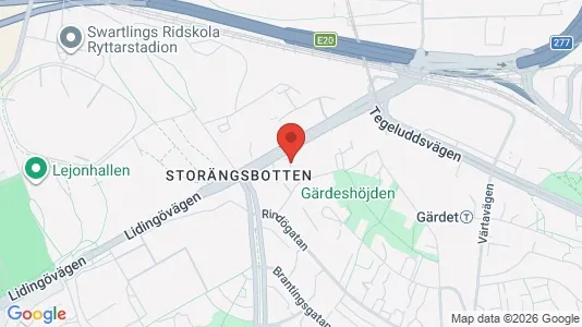 Lagerlokaler att hyra i Gärdet/Djurgården - kort over placeringen