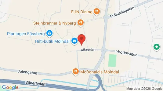 Kontorslokaler att hyra i Mölndal - kort over placeringen