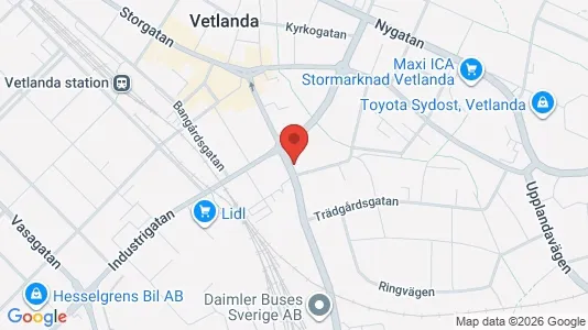 Kontorslokaler att hyra i Vetlanda - kort over placeringen
