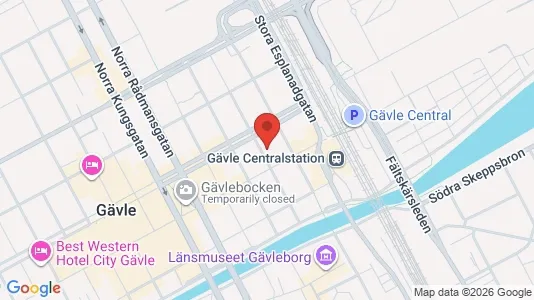 Kontorslokaler att hyra i Gävle - kort over placeringen