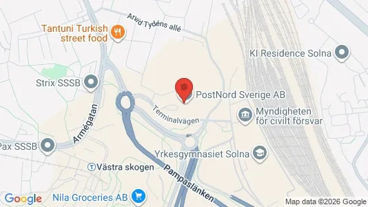Kontorslokaler att hyra i Solna - kort over placeringen