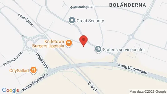 Kontorslokaler att hyra i Uppsala - kort over placeringen