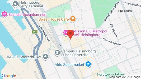 Kontorslokaler att hyra i Helsingborg - kort over placeringen
