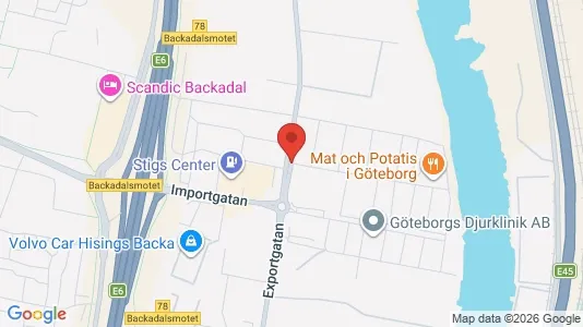 Industrilokaler att hyra i Göteborg Östra - kort over placeringen