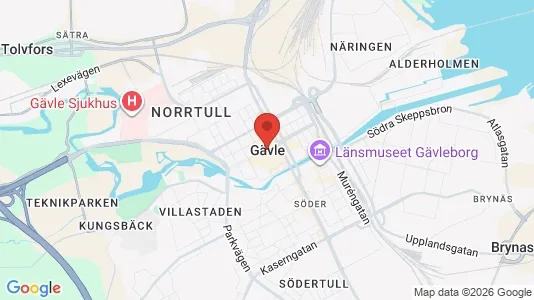 Butikslokaler att hyra i Gävle - kort over placeringen