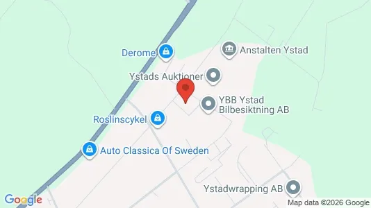 Lagerlokaler att hyra i Ystad - kort over placeringen