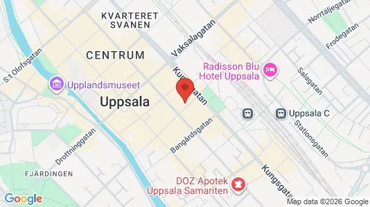 Kontorslokaler att hyra i Uppsala - kort over placeringen