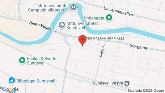 Kontorslokaler att hyra i Sundsvall - kort over placeringen