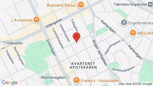 Kontorslokaler att hyra i Vasastan - kort over placeringen