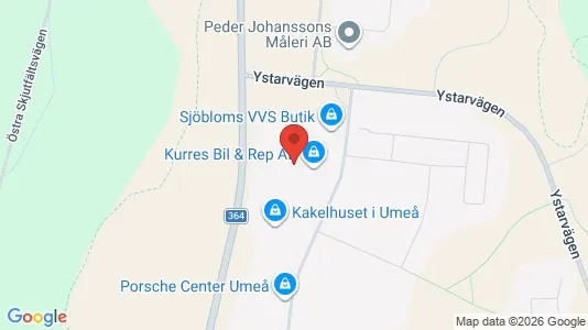 Industrilokaler att hyra i Umeå - kort over placeringen