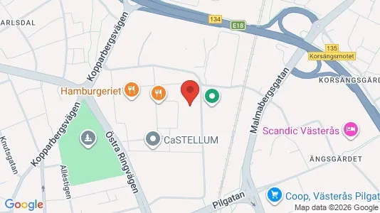Kontorslokaler att hyra i Västerås - kort over placeringen