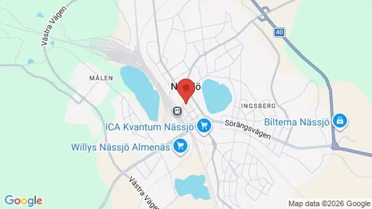 Affärslokaler att hyra i Nässjö - kort over placeringen