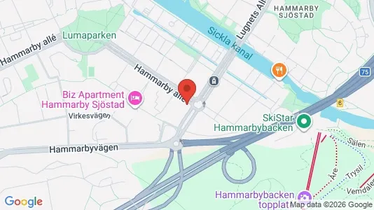 Kontorslokaler att hyra i Hammarbyhamnen - kort over placeringen