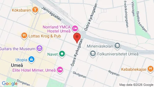 Kontorslokaler att hyra i Umeå - kort over placeringen
