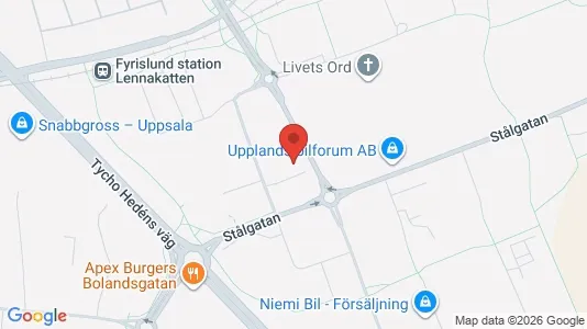 Kontorslokaler att hyra i Uppsala - kort over placeringen