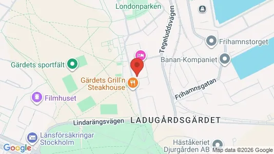 Affärslokaler att hyra i Gärdet/Djurgården - kort over placeringen