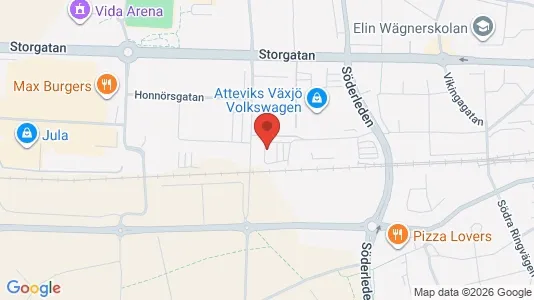 Kontorslokaler att hyra i Växjö - kort over placeringen