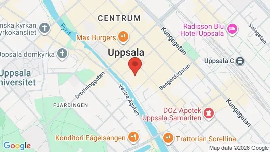 Kontorslokaler att hyra i Uppsala - kort over placeringen