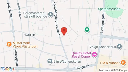 Kontorslokaler att hyra i Växjö - kort over placeringen