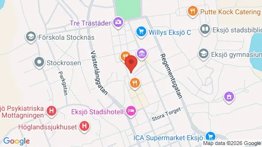 Affärslokaler till försäljning i Eksjö - kort over placeringen
