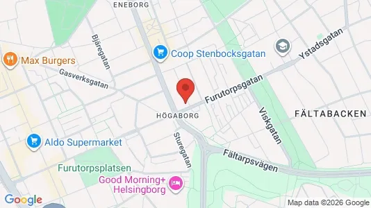 Affärslokaler att hyra i Helsingborg - kort over placeringen