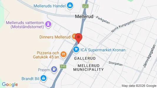 Affärslokaler till försäljning i Mellerud - kort over placeringen