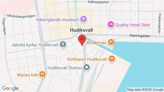 Kontorslokaler att hyra i Hudiksvall - kort over placeringen