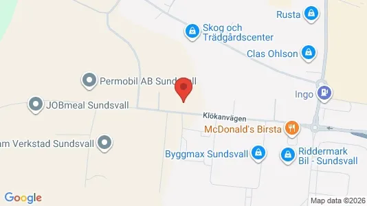 Industrilokaler att hyra i Sundsvall - kort over placeringen