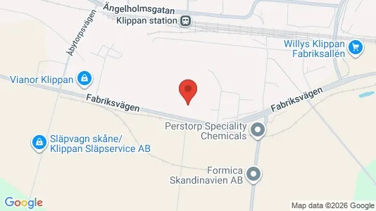 Lagerlokaler att hyra i Klippan - kort over placeringen