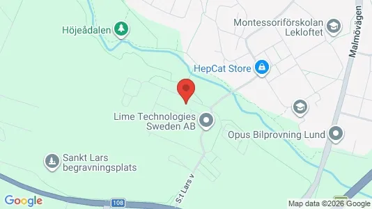 Kontorslokaler att hyra i Lund - kort over placeringen
