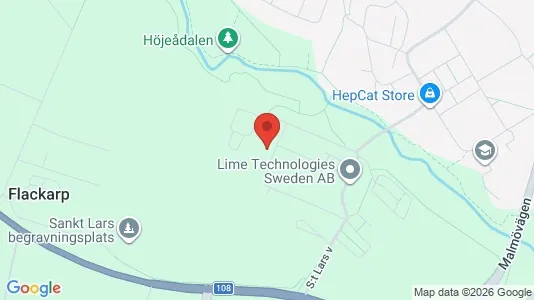 Industrilokaler att hyra i Lund - kort over placeringen
