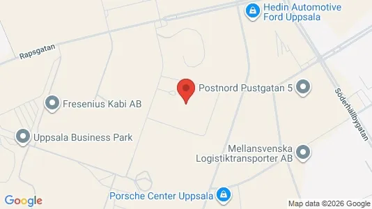 Industrilokaler att hyra i Uppsala - kort over placeringen