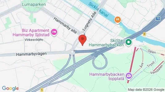 Kontorslokaler att hyra i Hammarbyhamnen - kort over placeringen
