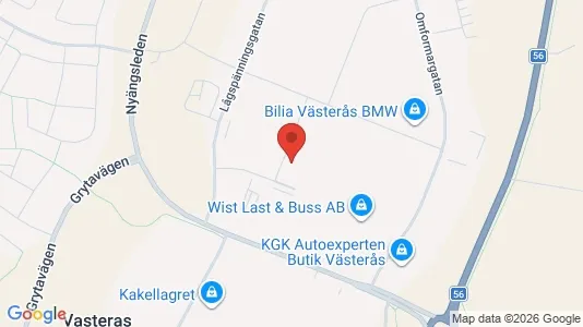 Lagerlokaler att hyra i Västerås - kort over placeringen