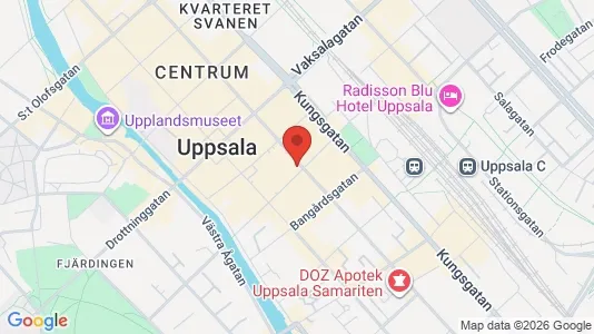 Kontorslokaler att hyra i Uppsala - kort over placeringen