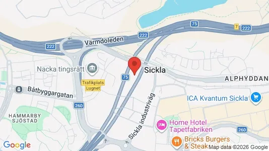 Industrilokaler att hyra i Nacka - kort over placeringen