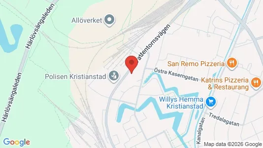 Kontorslokaler att hyra i Kristianstad - kort over placeringen
