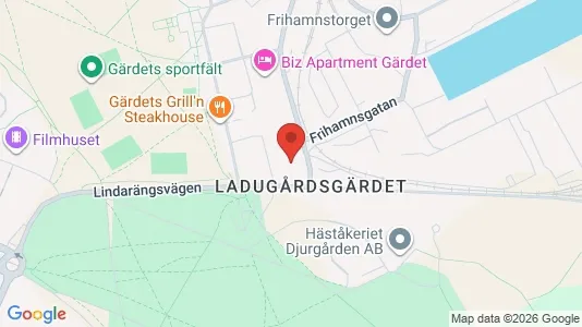 Kontorslokaler att hyra i Gärdet/Djurgården - kort over placeringen