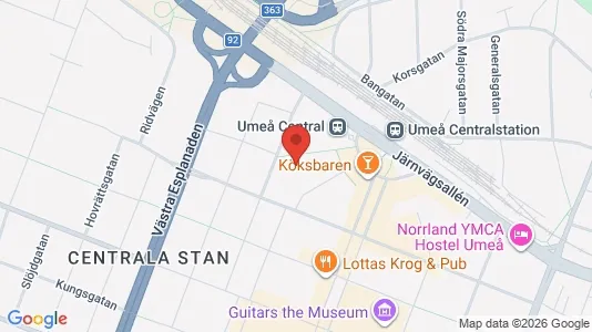 Kontorslokaler att hyra i Umeå - kort over placeringen