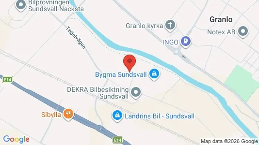 Industrilokaler att hyra i Sundsvall - kort over placeringen
