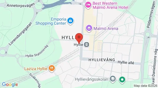 Kontorslokaler att hyra i Hyllie - kort over placeringen