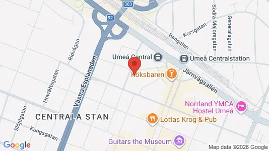 Kontorslokaler att hyra i Umeå - kort over placeringen