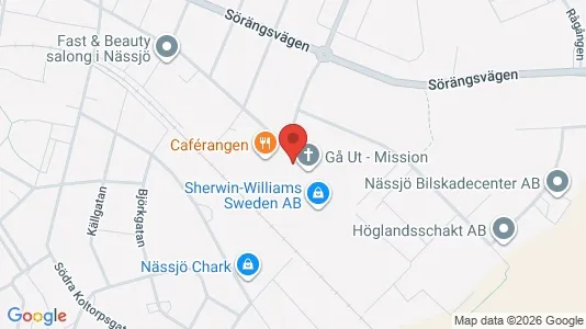 Kontorslokaler att hyra i Nässjö - kort over placeringen