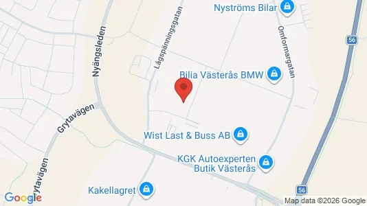 Industrilokaler att hyra i Västerås - kort over placeringen